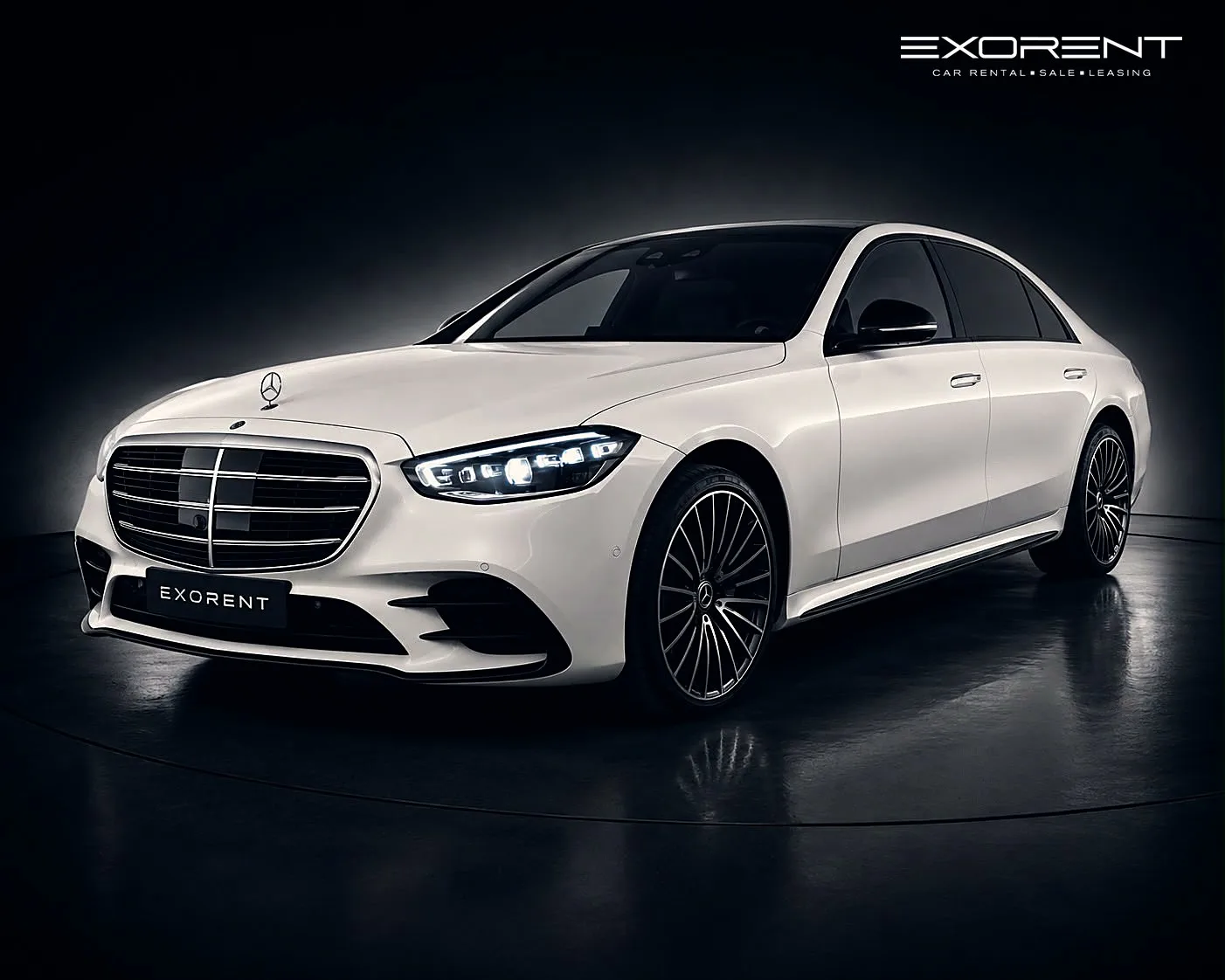 Mercedes-Benz S580 L in Weiß aus dem EXORENT-Fuhrpark
